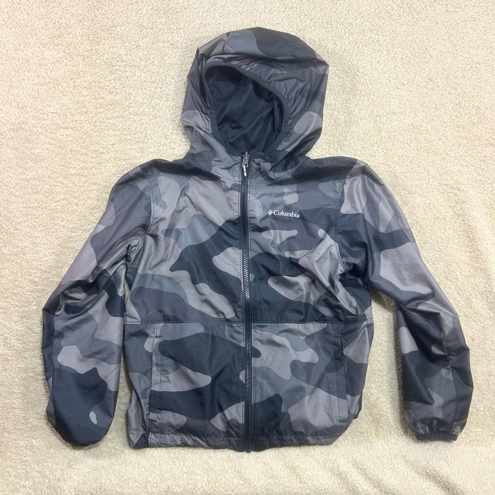 Columbia Kids Reversible Camouflage/ Black‎ Hooded Jacket Size Small 8